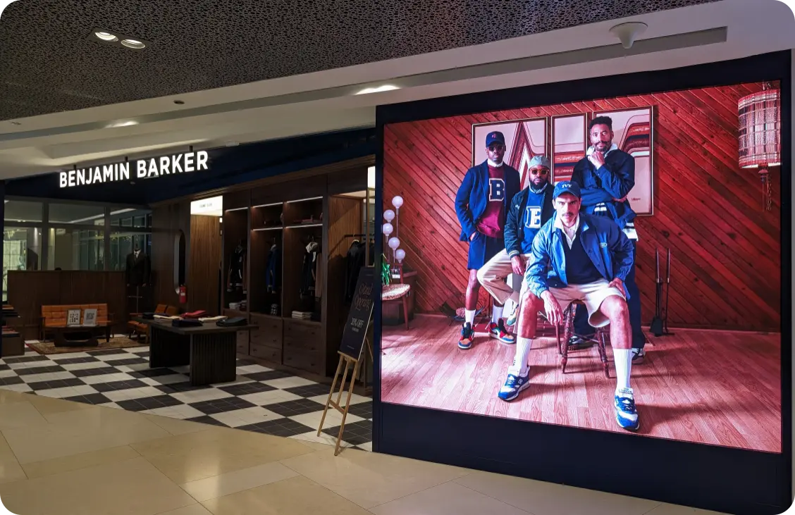 Benjamin Barker's Digital Signage displaying their content with Wioplex's software