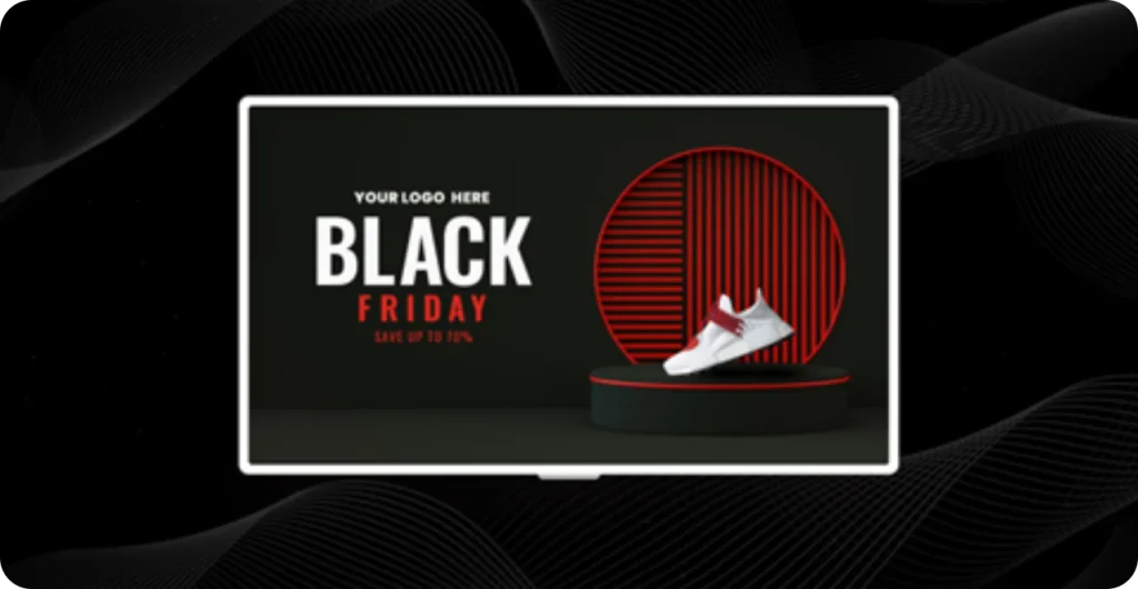Advertising Signage showing a black friday sale for a shoe