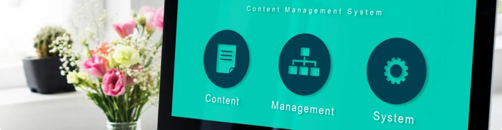 A content management system menu showing on screen.